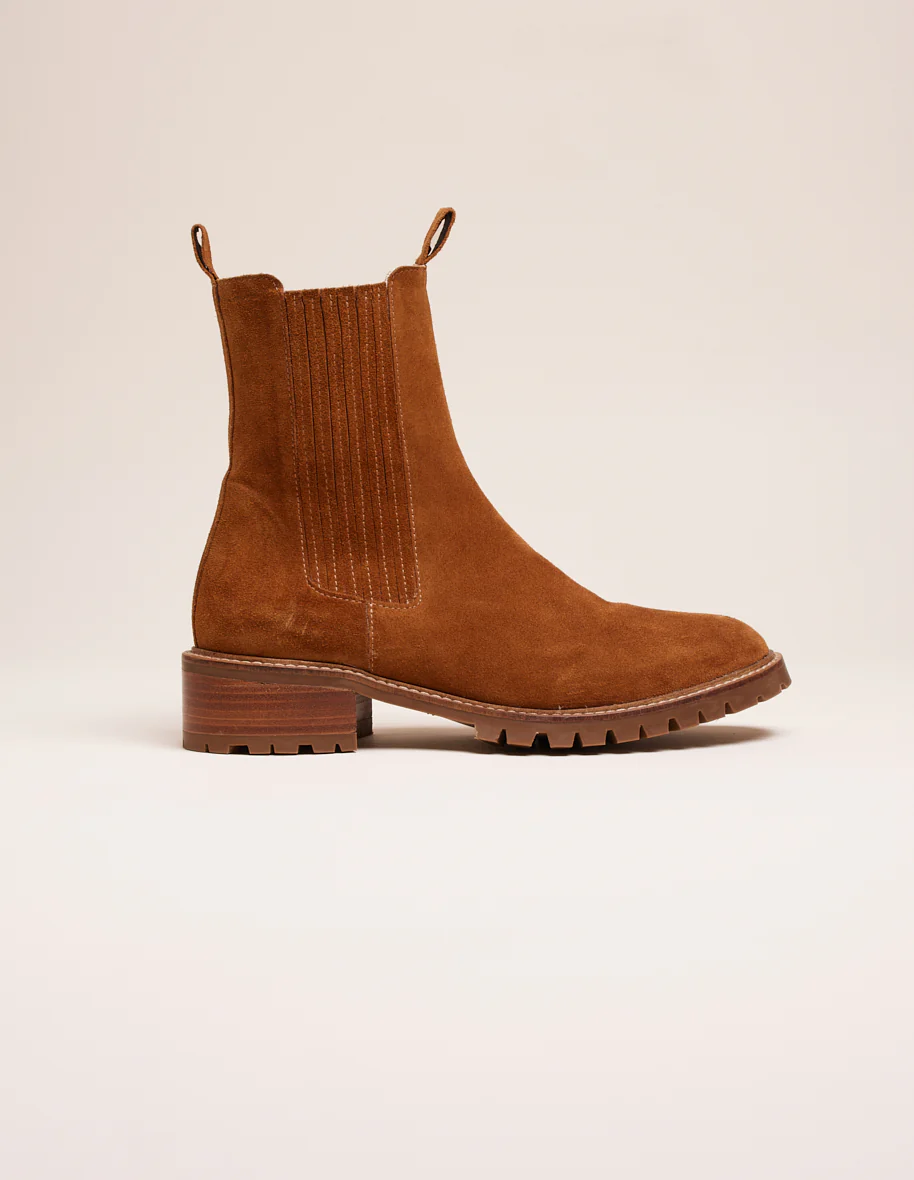 Bottines plates Dorianne - Suède ambre