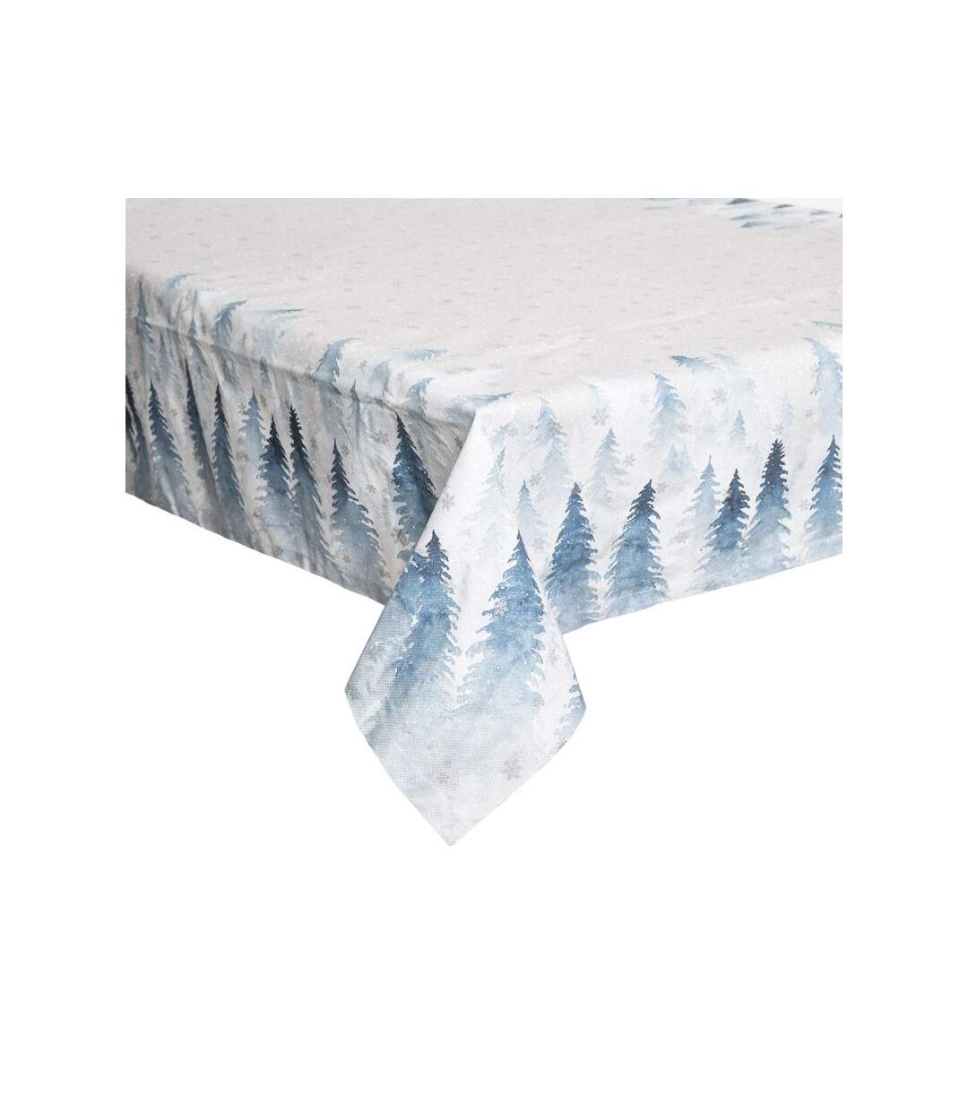 Paris Prix - Nappe Imprimée Sapin hors Piste 140x240cm Blanc