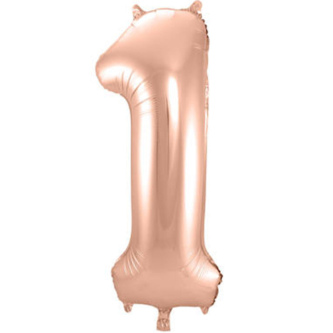 Cijferballon een - rosé goudkleurig - 86 cm
