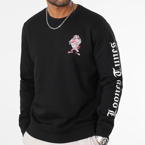 Sweat Crewneck Sleeves Taz Graffiti Pink Noir