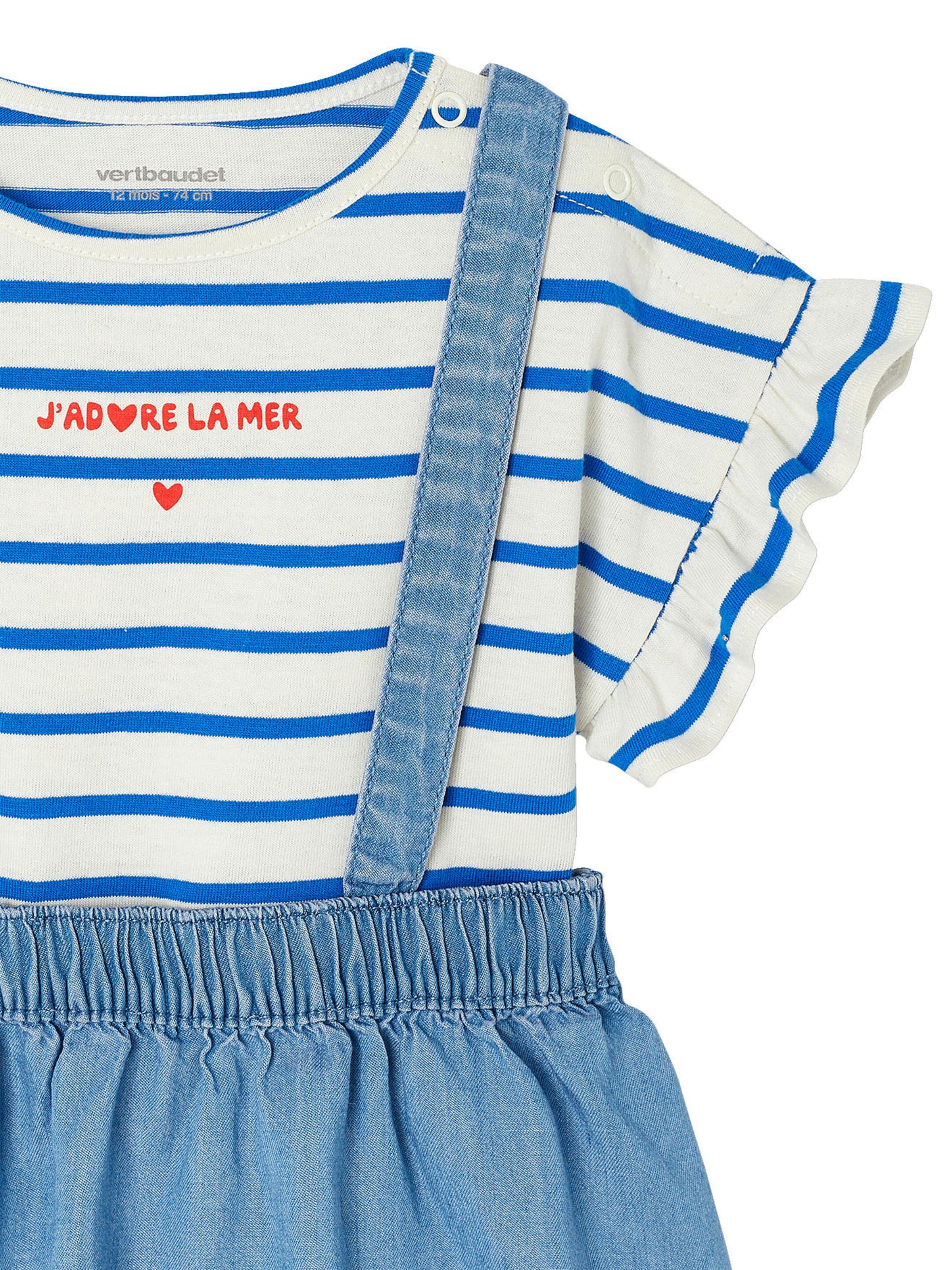 Vertbaudet Mädchen Baby-Set: T-Shirt & Trägerrock double stone