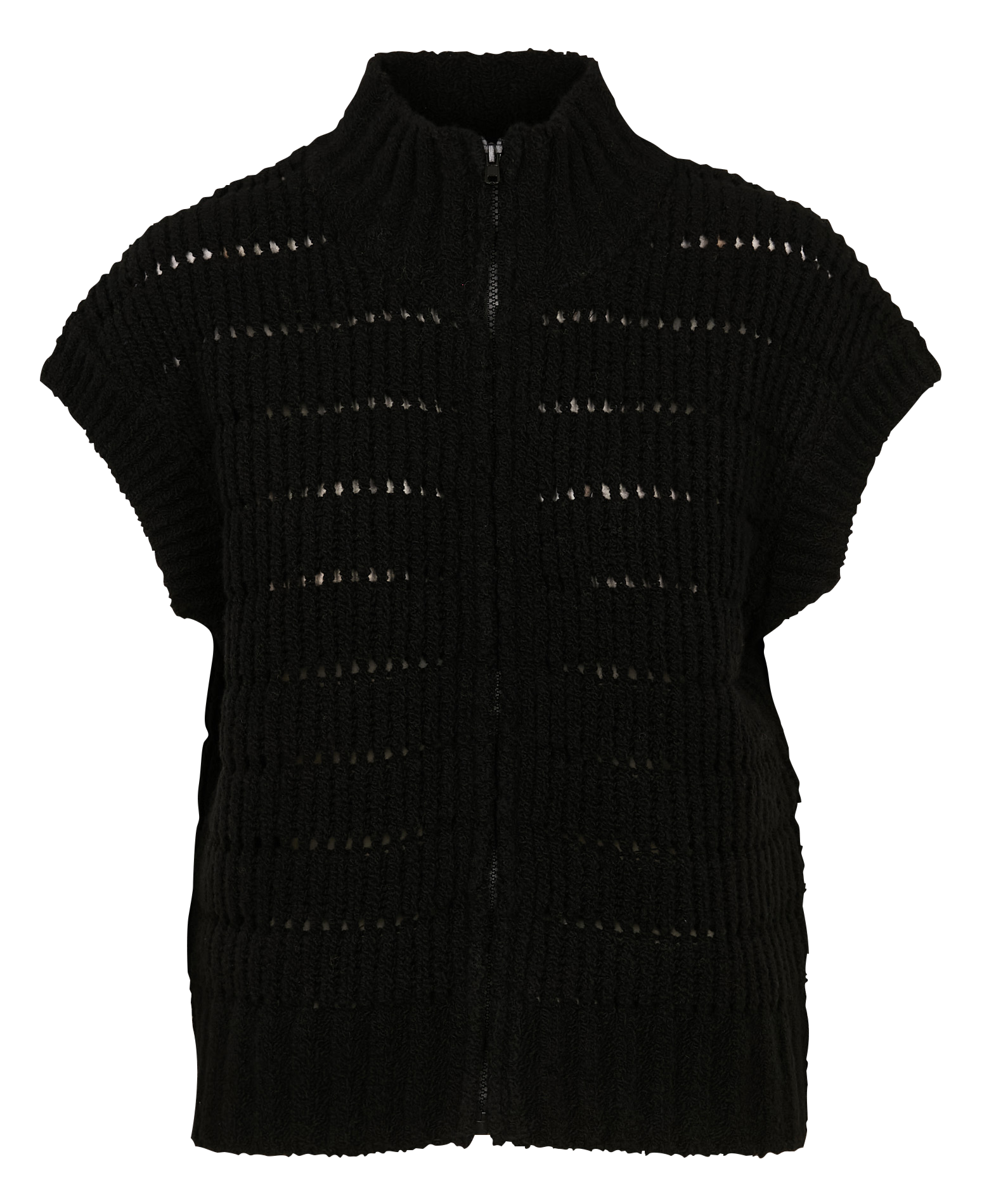 Cardigan ample col montant en laine mélangée | Noir