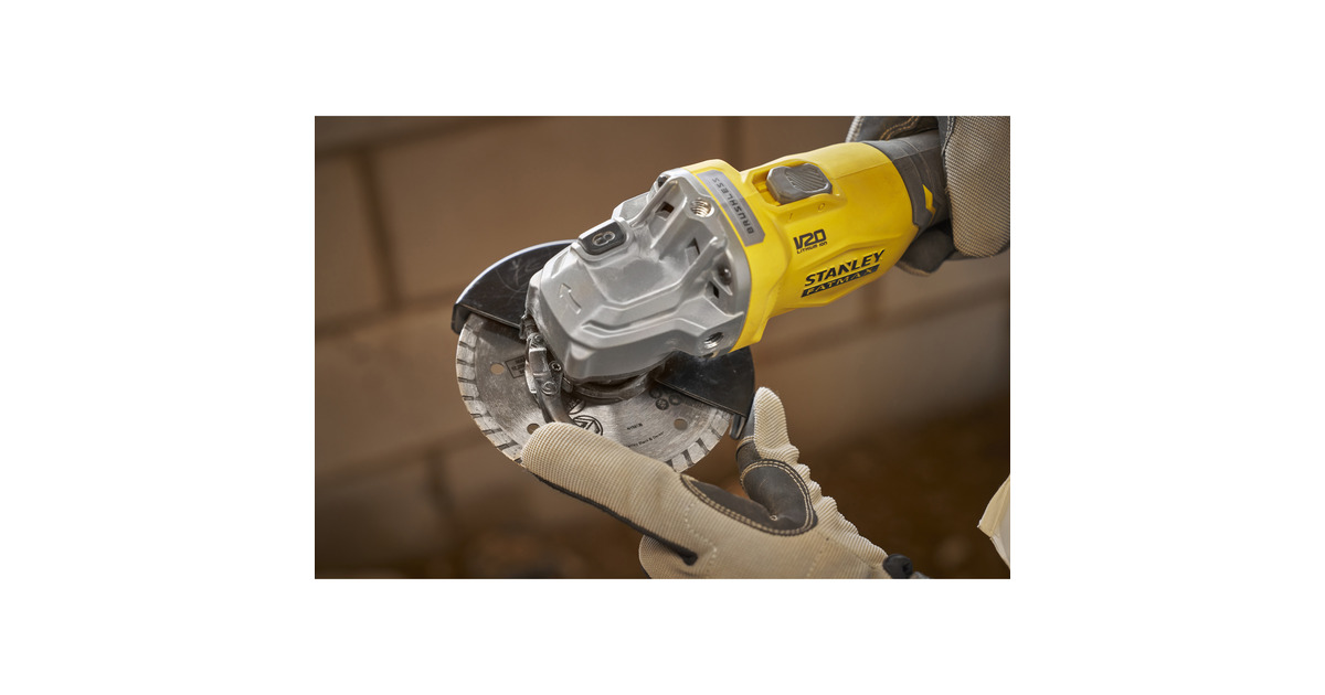 StanleyFATMAX V20 18V Haakse slijper 125mm  (Zwart/geel, Accu en oplader inbegrepen, met koffer)
