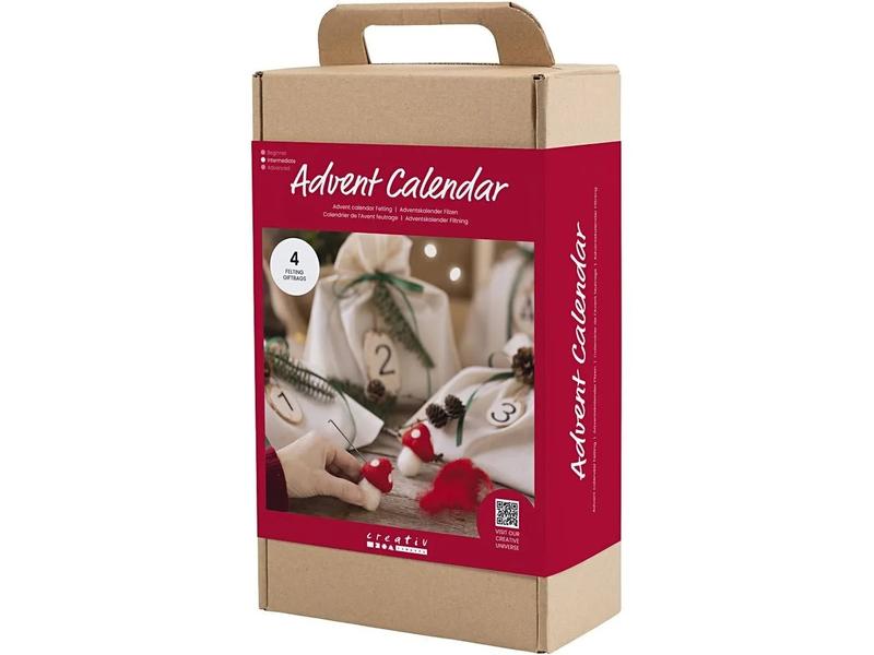 Creativ Company Adventskalender Bastelset Filzen, 4 Stück Adventskalender mit neuen Bastelprojekten