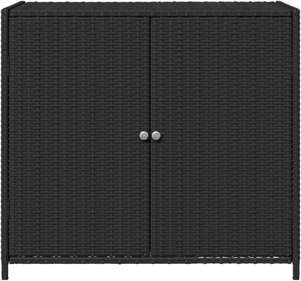 Kangmusi Gartenschrank Schwarz 83x45x76 cm Poly Rattan, kangmusi365543