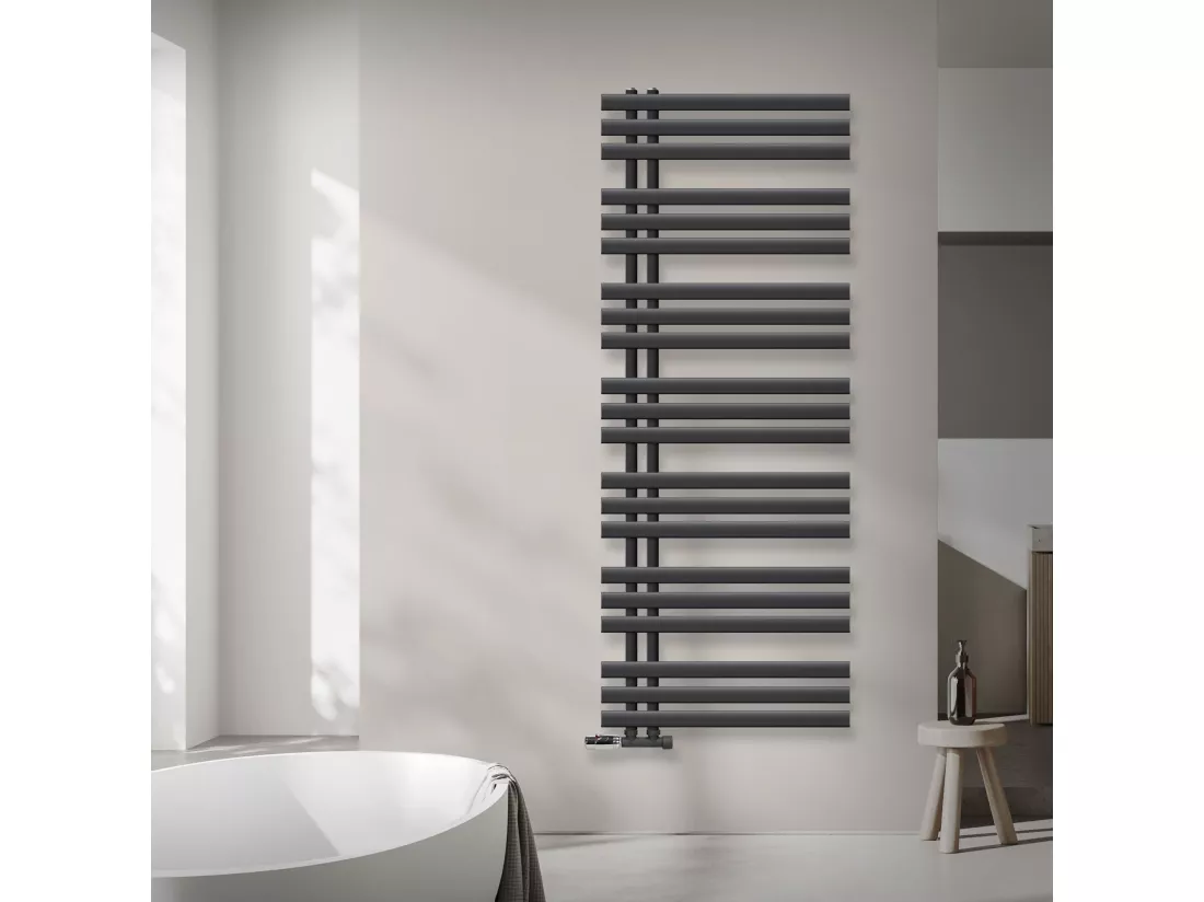 Radiateur de Salle de Bain Iron EM 600x1600 mm Anthracite Raccord Central au Bas