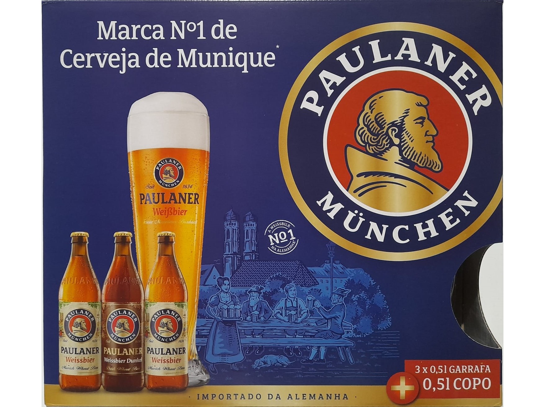 CERVEJA ESTRANGEIRA PAULANER PACK 3X0.50L COPO