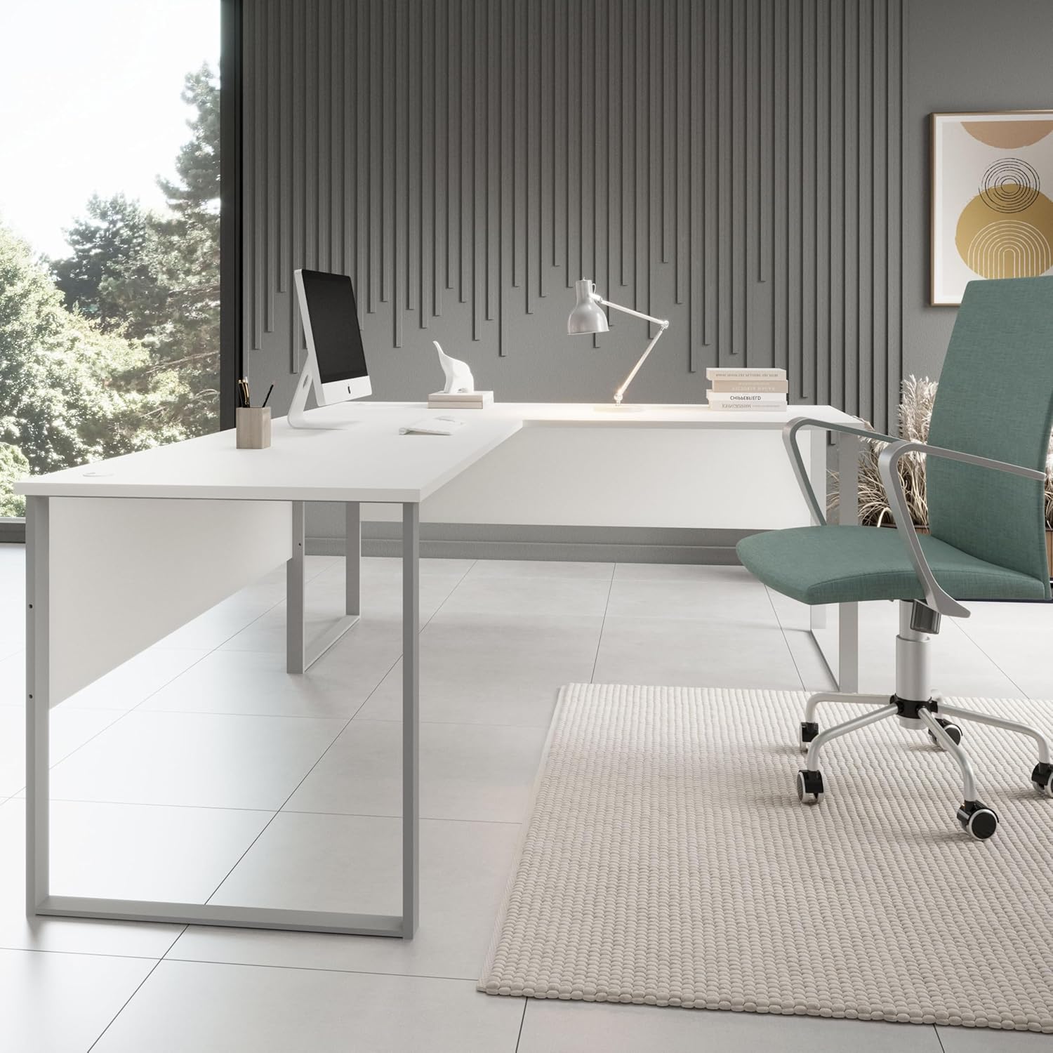 Amanda Eckschreibtisch in Weiß - Moderner Bürotisch Computertisch in L-Form für Ihr Home-Office - 223 x 77 x 73 cm (B/H/T)