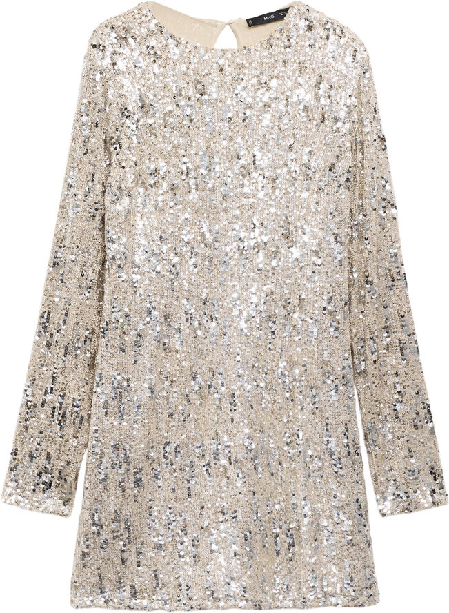 MANGO Sequin shoulder pads dress Silver