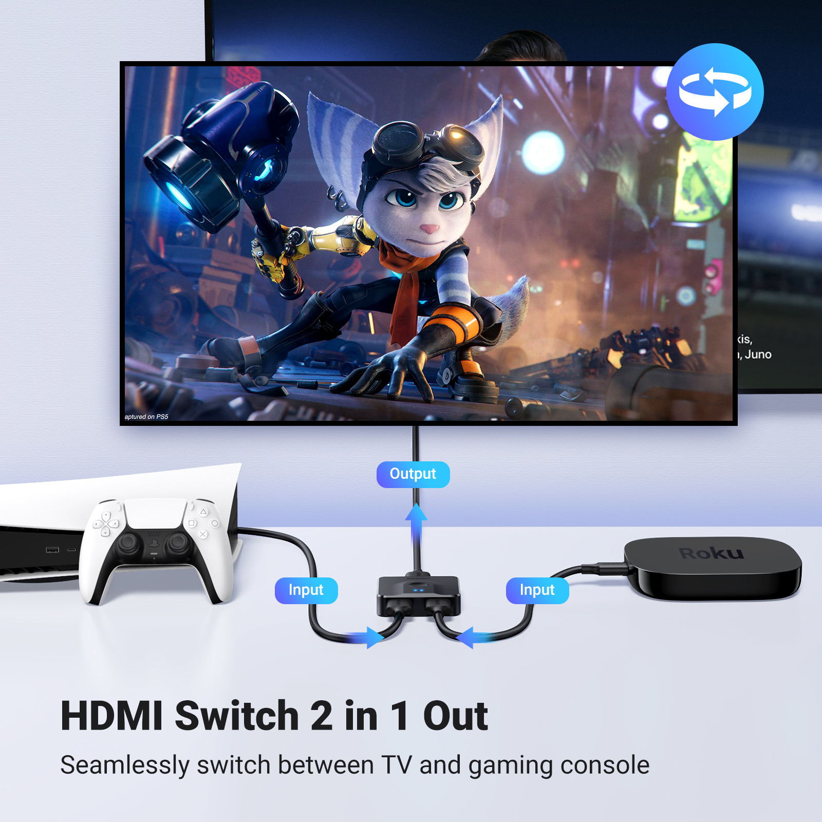 HDMI Bi-Directional Video Switcher Splitter 4K@60Hz (50966) - Schwarz