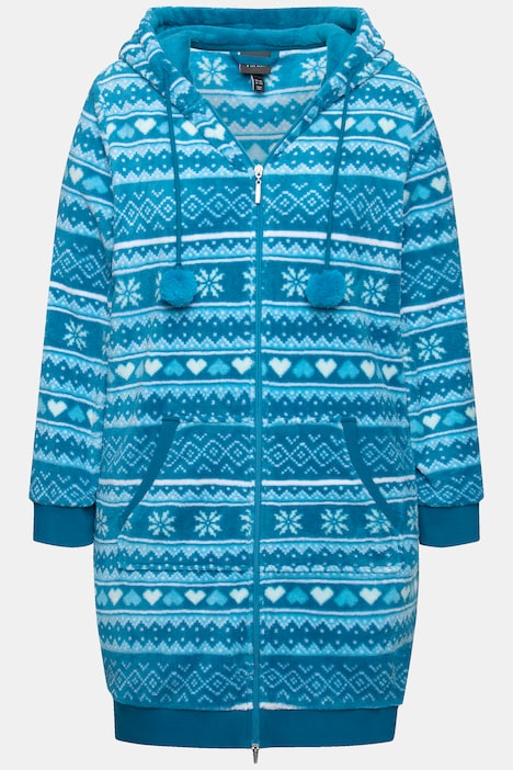 Homewear-Bademantel, Plüsch, Norweger, Kapuze, recycelt