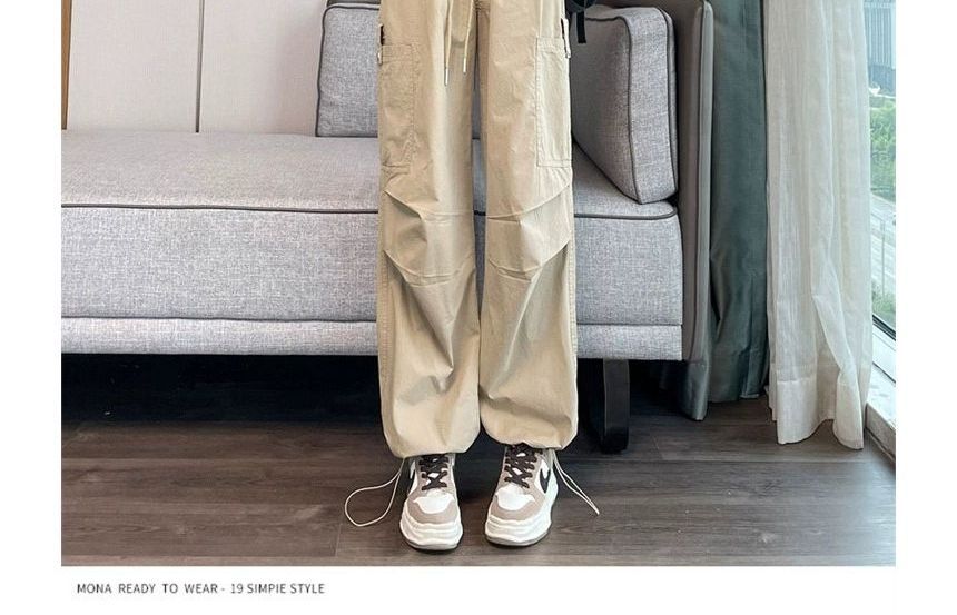 Magimomo - Hoge taille, effen, baggy cargobroek met trekkoord (verschillende ontwerpen)