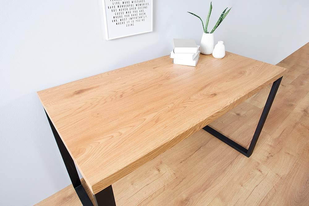 Design Schreibtisch Oak Desk 120cm Eiche Optik Vintage Metallgestell schwarz Schminktisch Tisch Bürotisch
