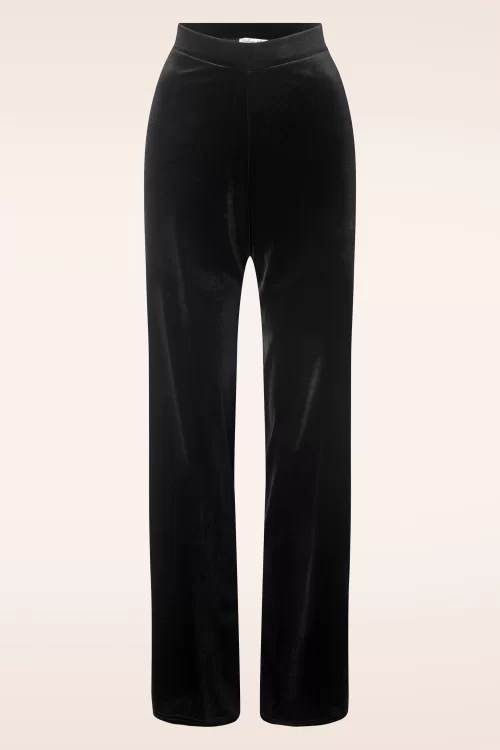 Vintage Chic for Topvintage Victoria Velvet Rechte Pantalon in Zwart