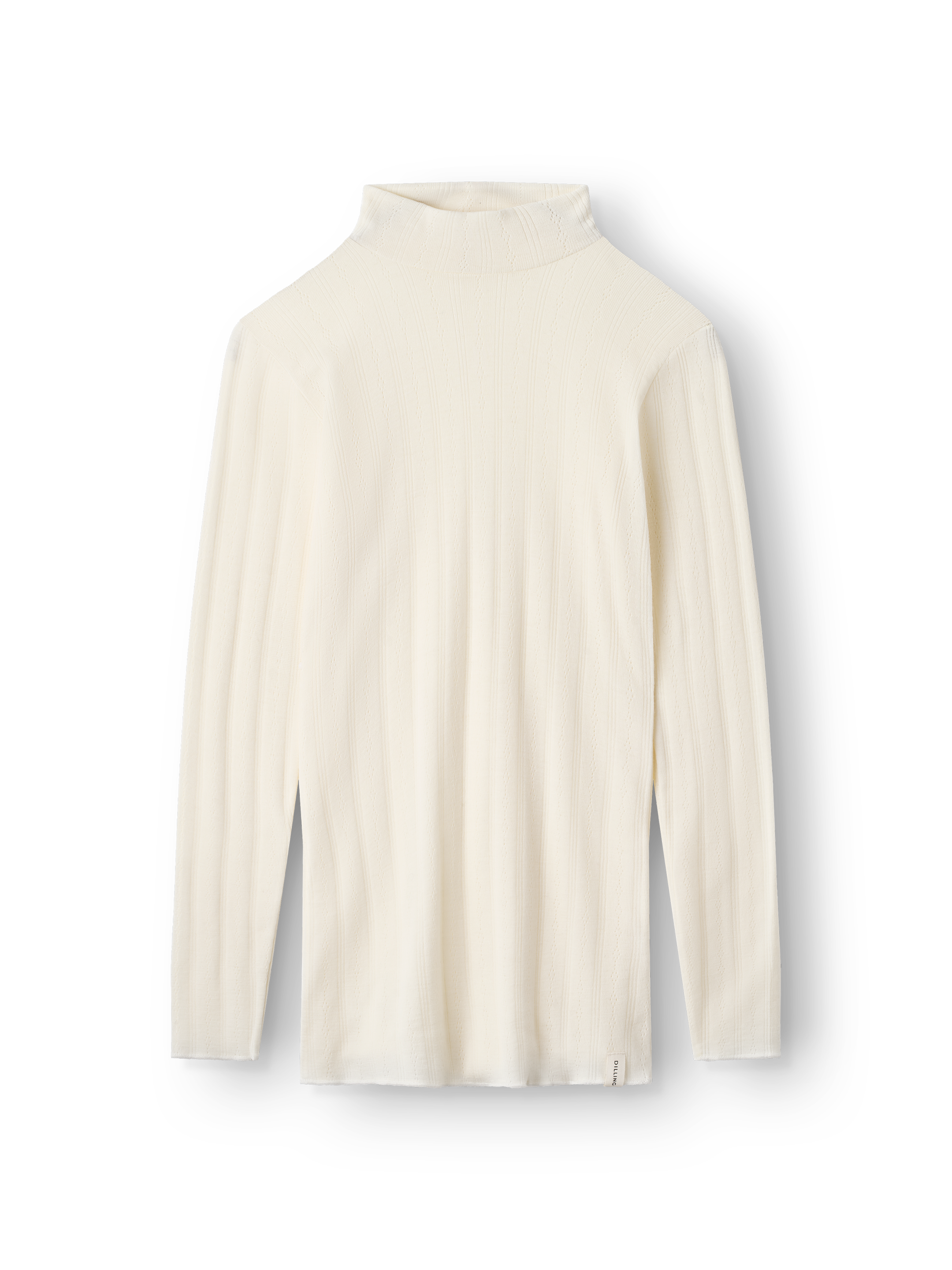Pointelle shirt met hoge kraag van merinowol voor dames