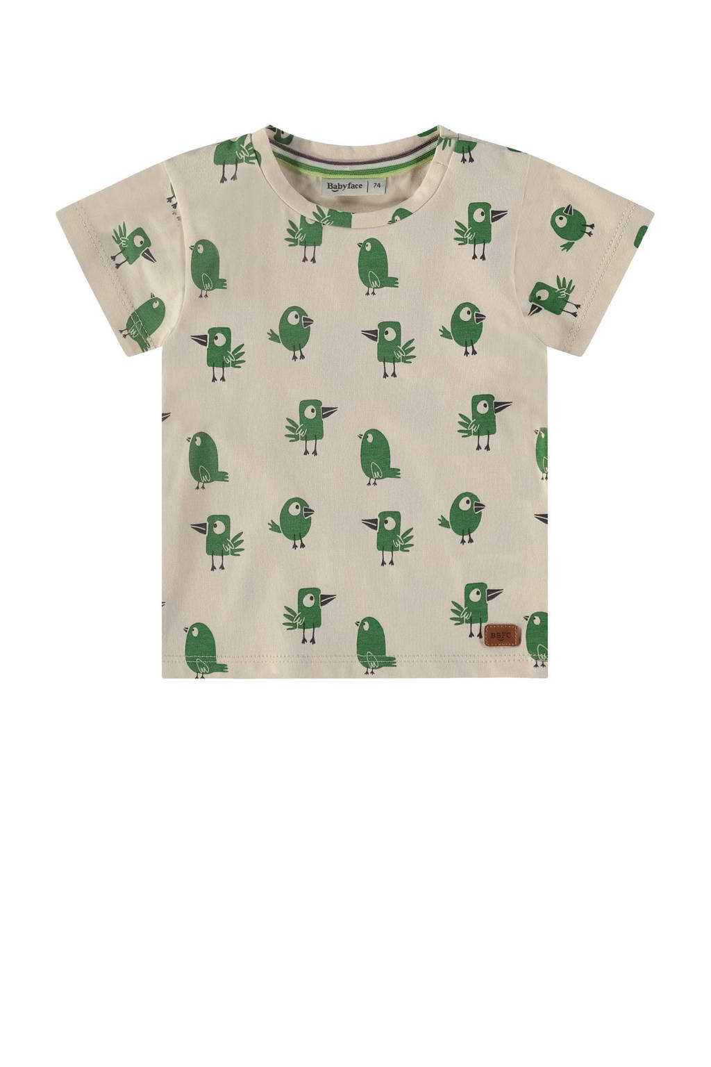 Babyface baby T-shirt met all over print ecru/groen