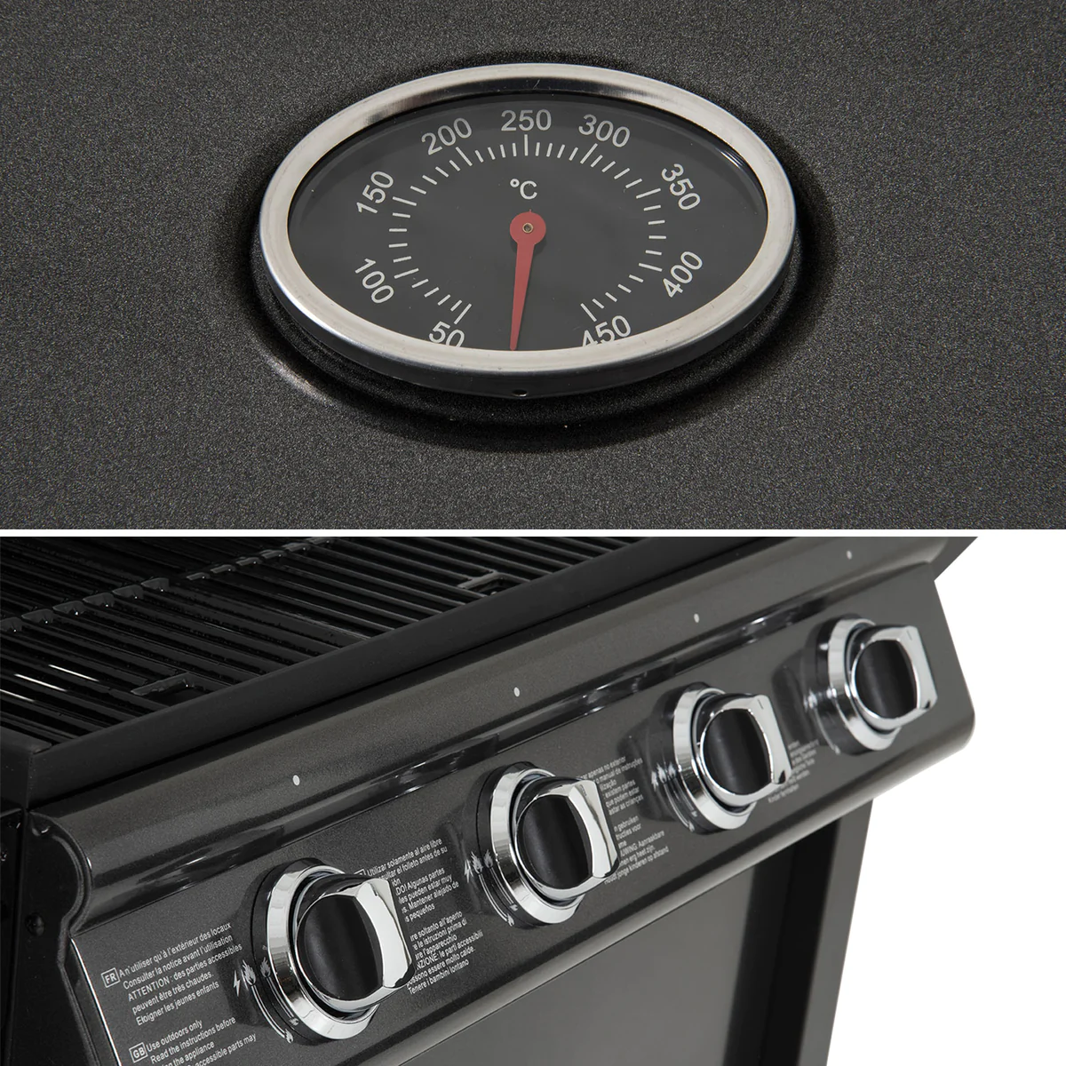 Barbecue au gaz RENO - 4 brûleurs avec thermomètre 14kW Happy Garden