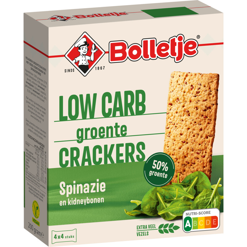 Bolletje 50% groente crackers spinazie