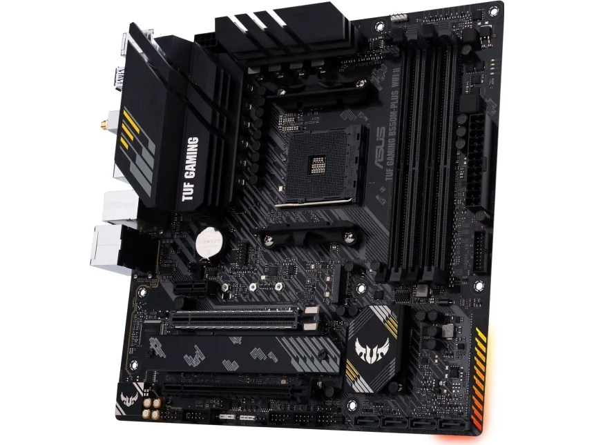 ASUS TUF GAMING B550M-PLUS WIFI II - Bundkort - micro ATX - Socket AM4 - AMD B550 Chipset - USB-C Gen2, USB 3.2 Gen 1, USB 3.2 Gen 2 - 2.5 Gigabit LAN, Wi-Fi 6, Bluetooth - onboard grafik (CPU påkrævet) - HD Audio (8-kanaler)