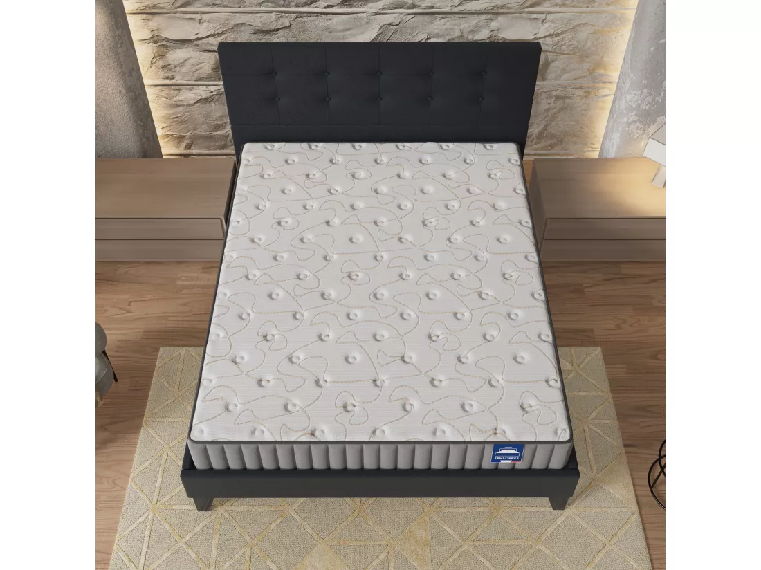 Ensemble Matelas + Lit Avec Tête De Lit 160x200 Cm, Orionis 22cm D’épaisseur À Mémoire De Forme