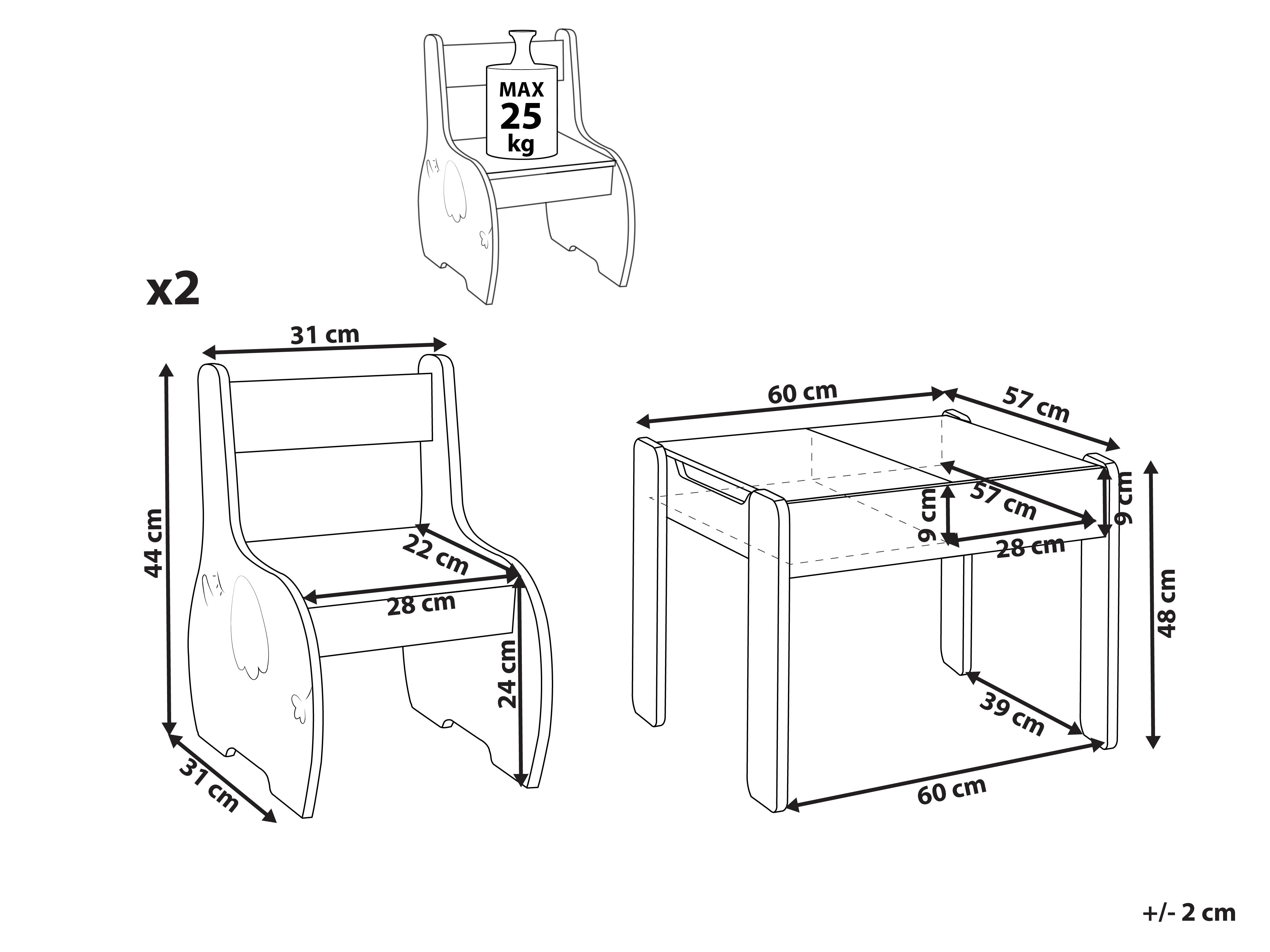 Kindertafel met stoelen LOYD Wit