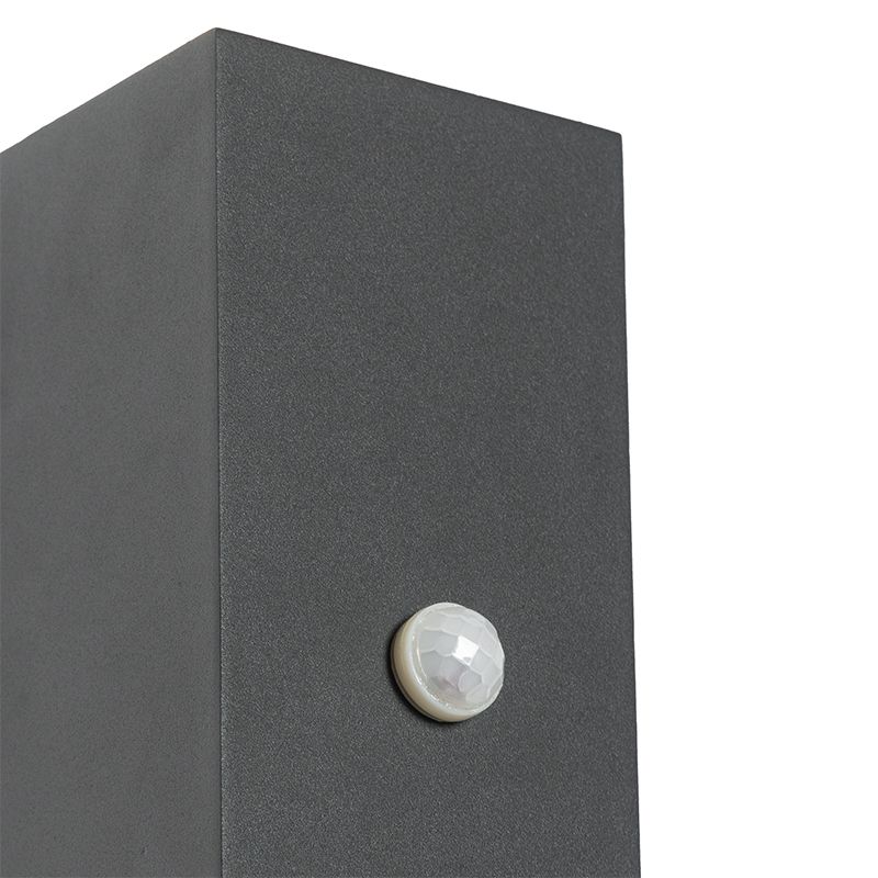 Wandlamp donkergrijs 2-lichts IP44 met bewegingssensor - Baleno