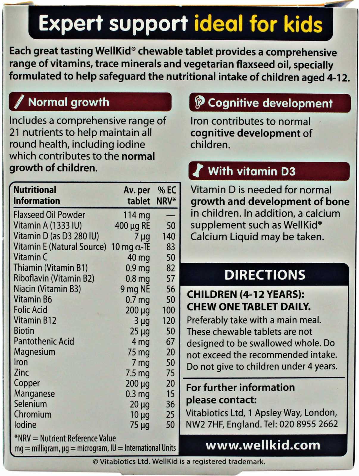 Vitabiotics Wellkid Smart Mastigável 30 comprimidos