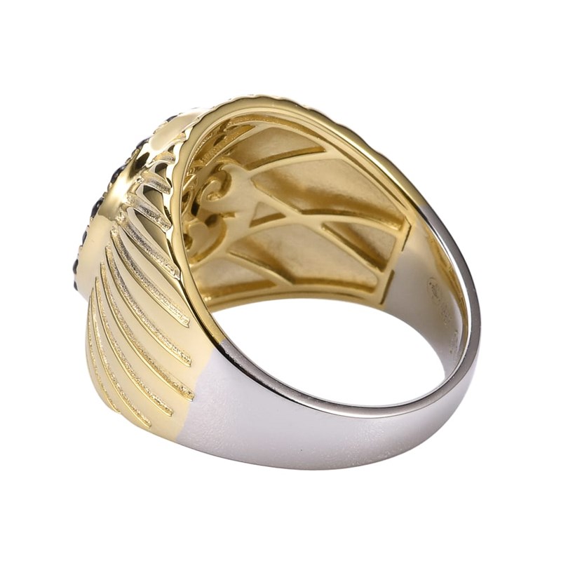 Bague Argent Doré Onyx Et Zirconium Elisabeth