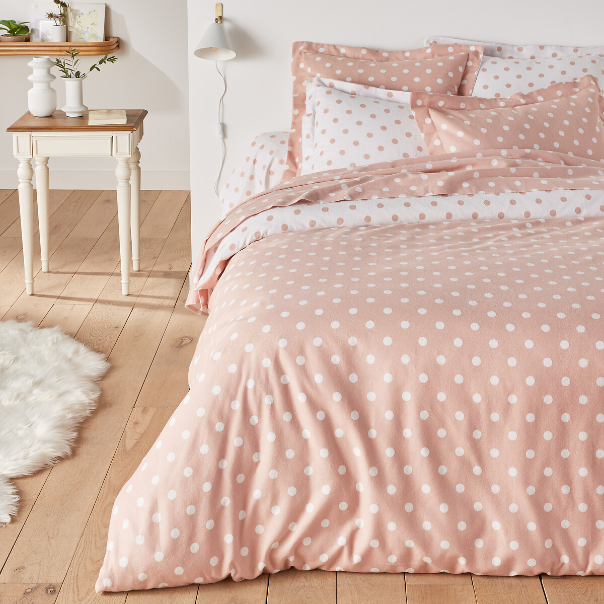 LA REDOUTE INTERIEURS<br>Capa de edredão de flanela com estampado de bolinhas, Clarisse
