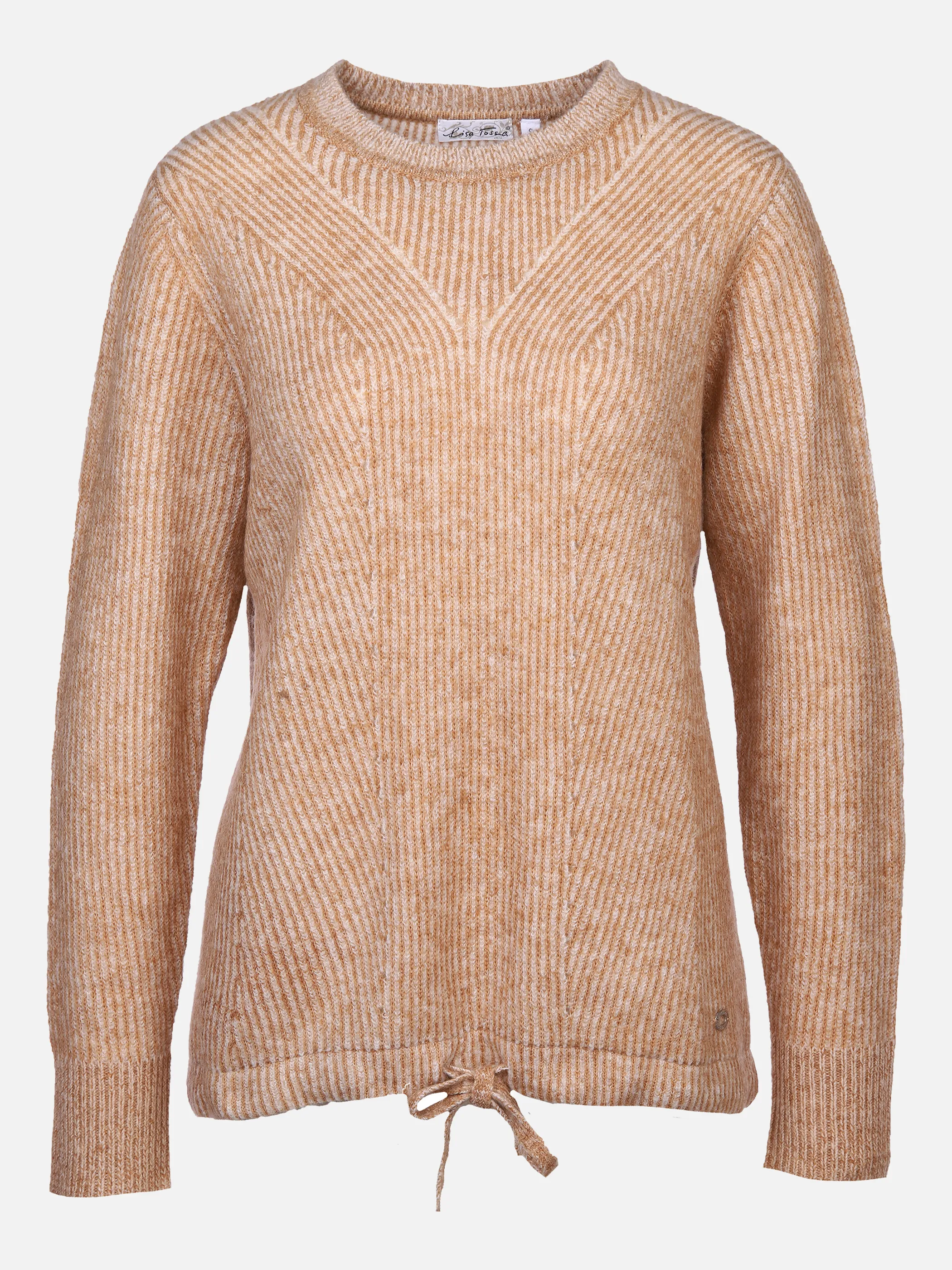Damen Strickpullover mit Tunnelzug und Kordel