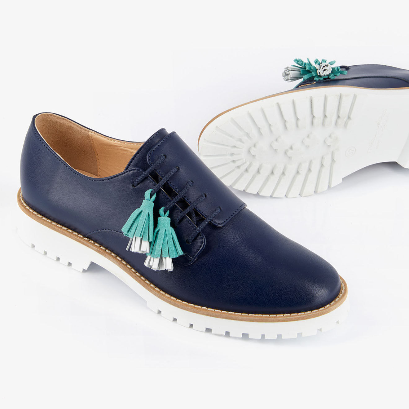 Mellow Yellow Derbies en Cuir Hoce marine