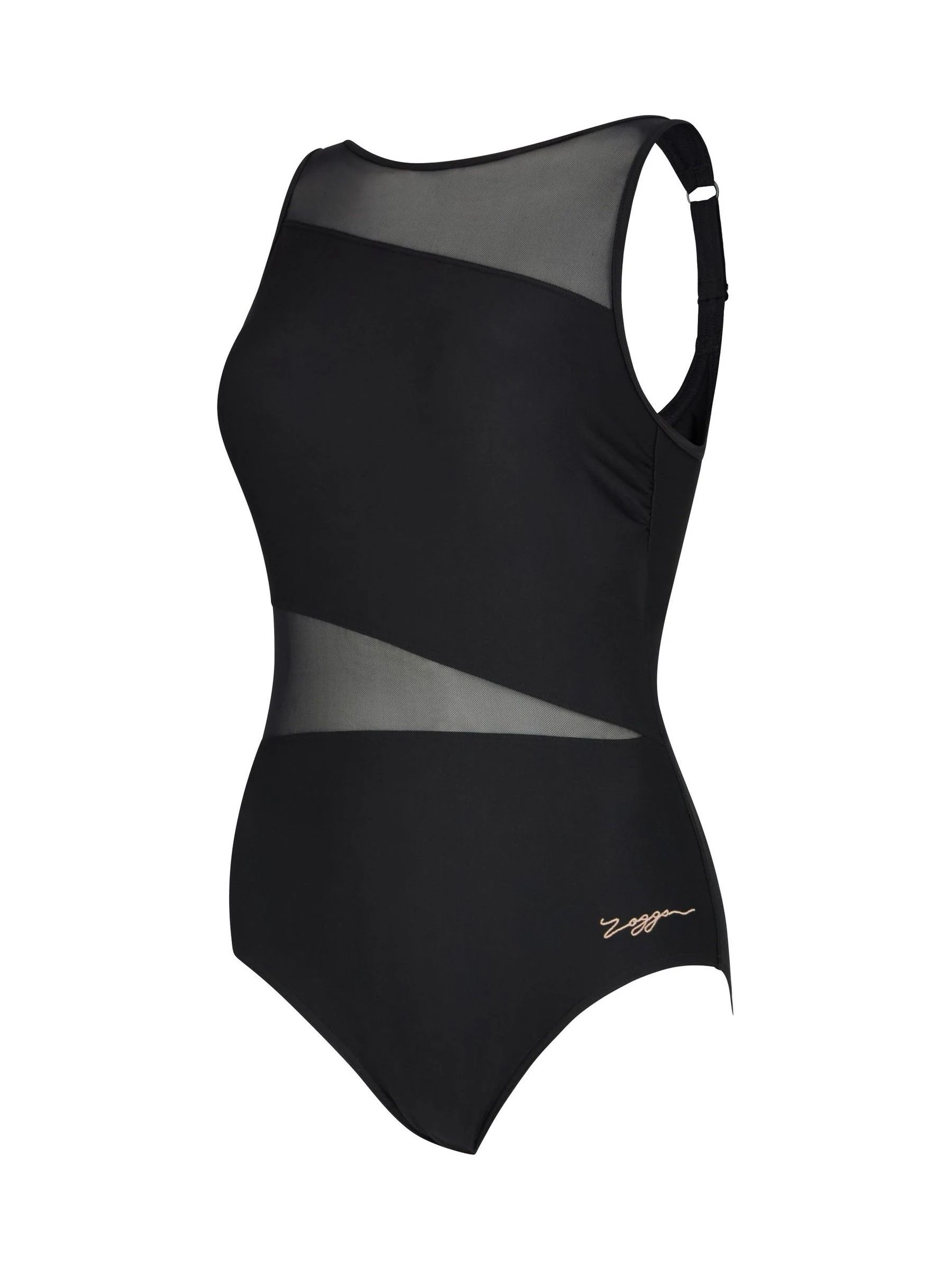 Zoggs Mesh V Back Black Swimsuit with Removable Foam Cup Support