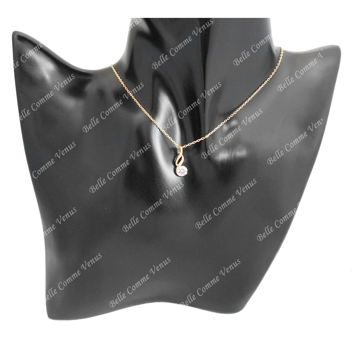 Collier torsade oxyde de zirconium Plaqué OR 750 3 microns