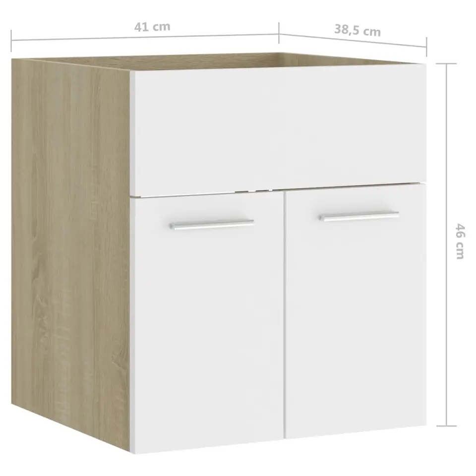 vidaXL - Wastafelkast - Wit - Bewerkt hout - 41 x 38.5 x 46 cm