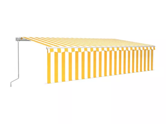 Auvent manuel rétractable avec store 6x3 m Jaune et blanc
