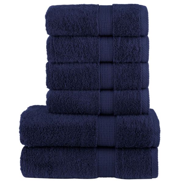 vidaXL 6 Peças Conjunto Toalha Premium Solund 600 Gsm Azul-marinho - 968328986