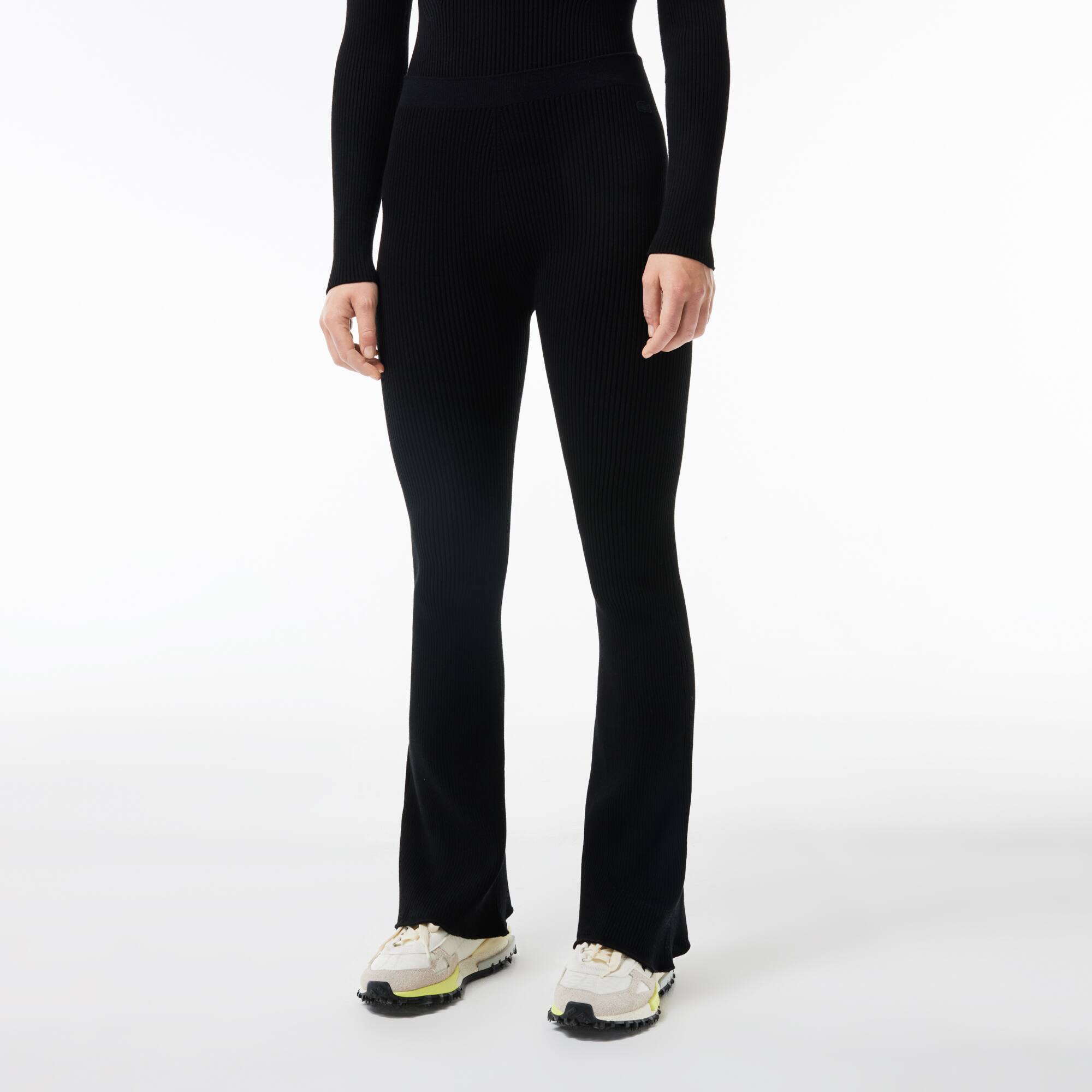 Ausgestellte Leggings aus gerippter Strickware Traningshosen - Schwarz - Lacoste - Damen