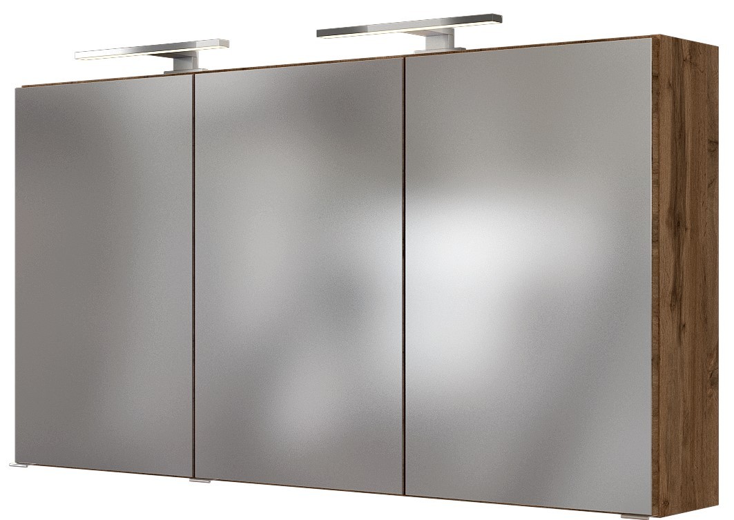 3D-Spiegelschrank BAABE - Wotaneiche - mit LED-Beleuchtung - 120 cm