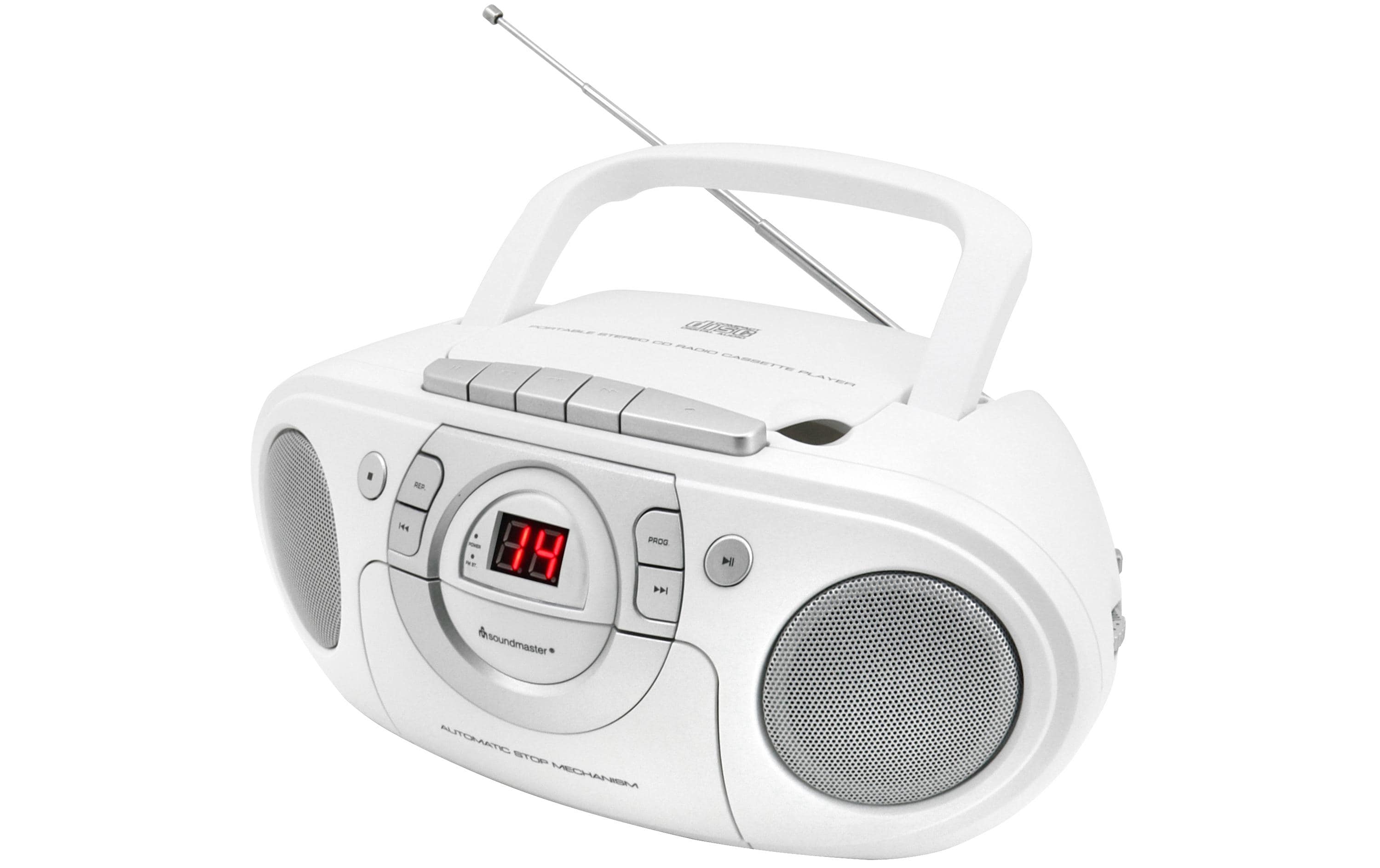 Radio SCD5100WE WeissCD Boombox mit UKW Radio und Kassettenspieler
