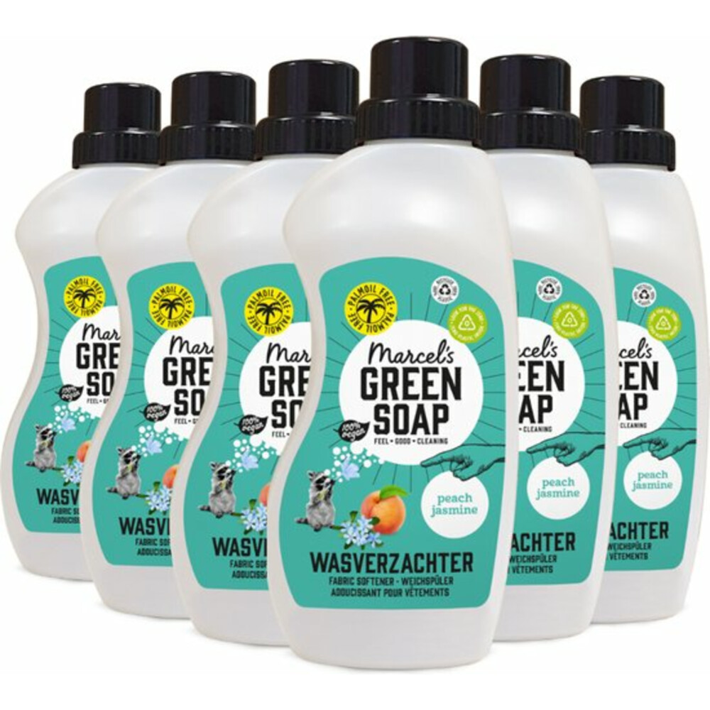 6x Marcel's Green Soap Wasverzachter Perzik & Jasmijn 30 Wasbeurten750 ml