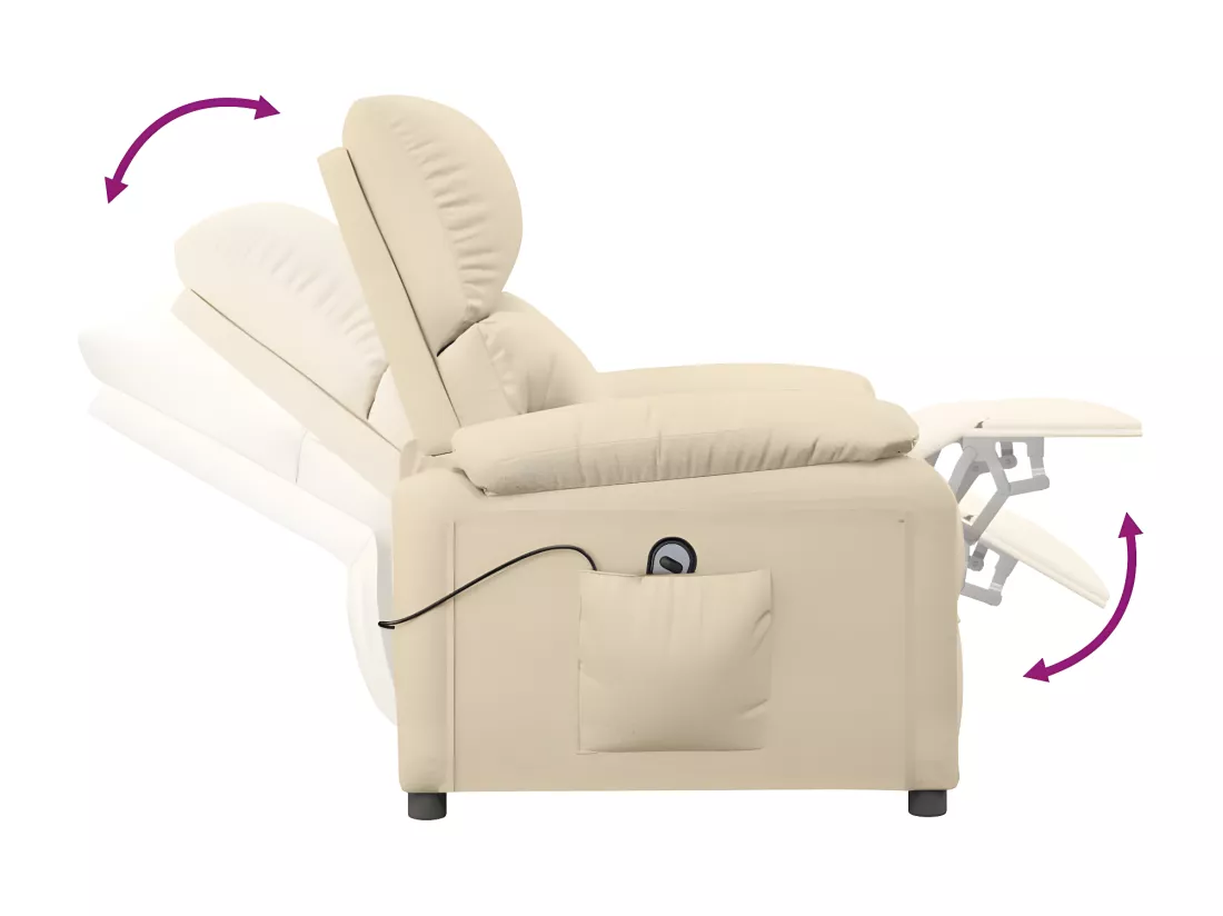 Fauteuil inclinable électrique Crème Tissu