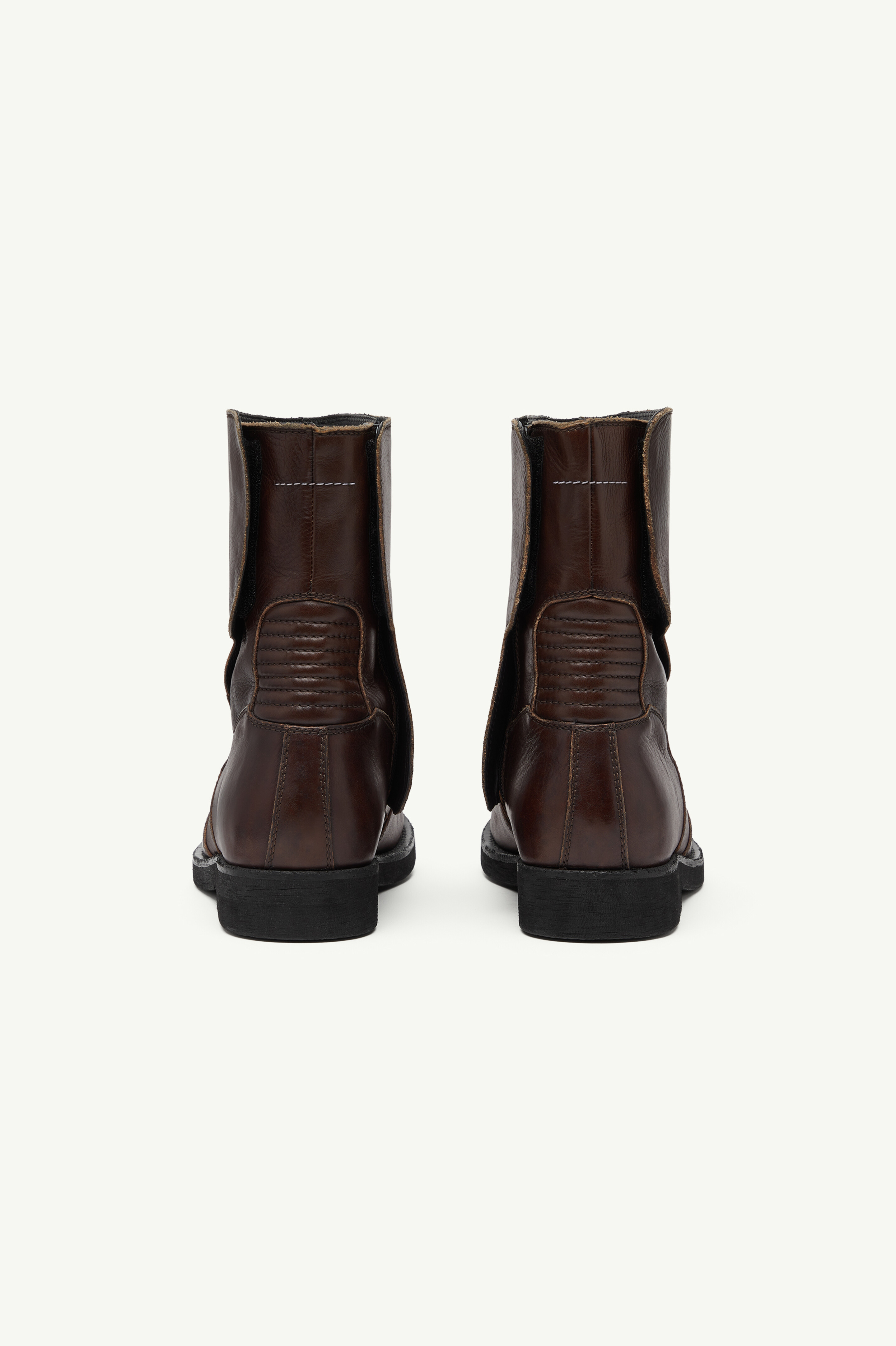 Bottines biker mi-mollet en cuir pour homme | MM6 Châtaigne