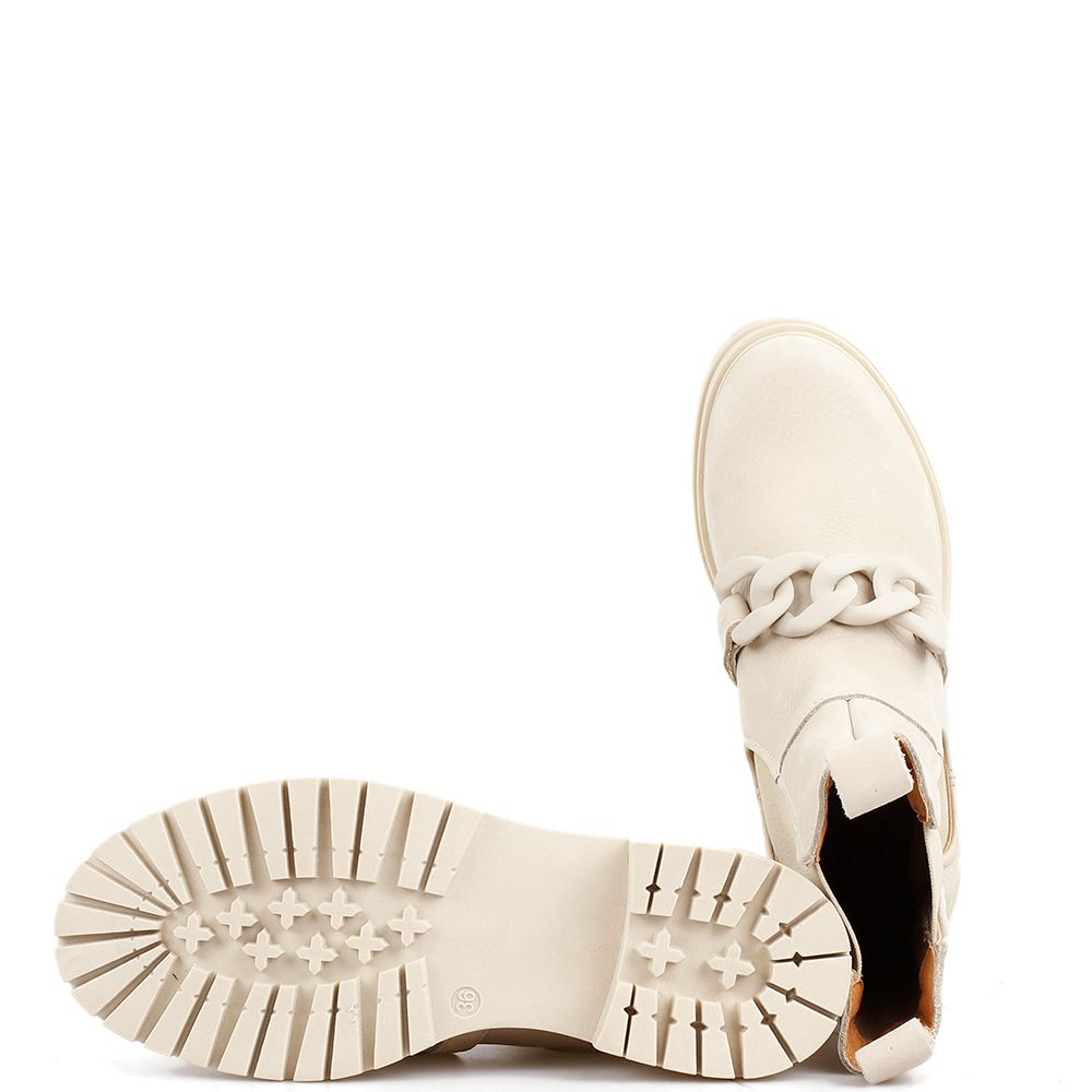Biker boots nubuck offwhite met ketting