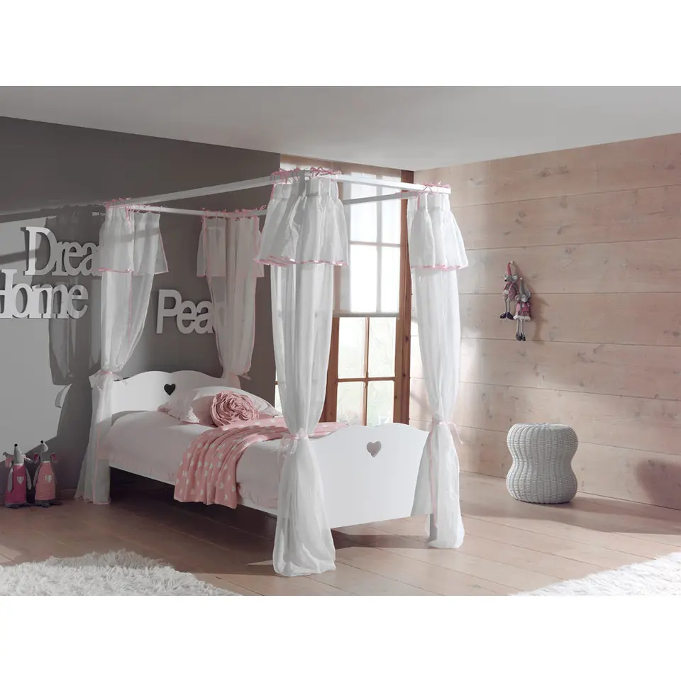 Vipack hemelbed Amori met textiel - wit - 90x200 cm