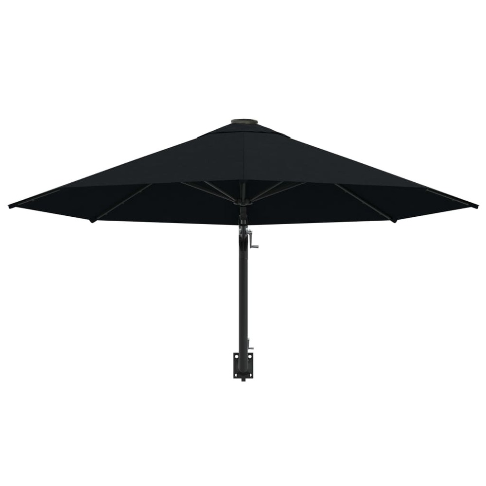 Parasol mural avec mât en métal 300 cm noir