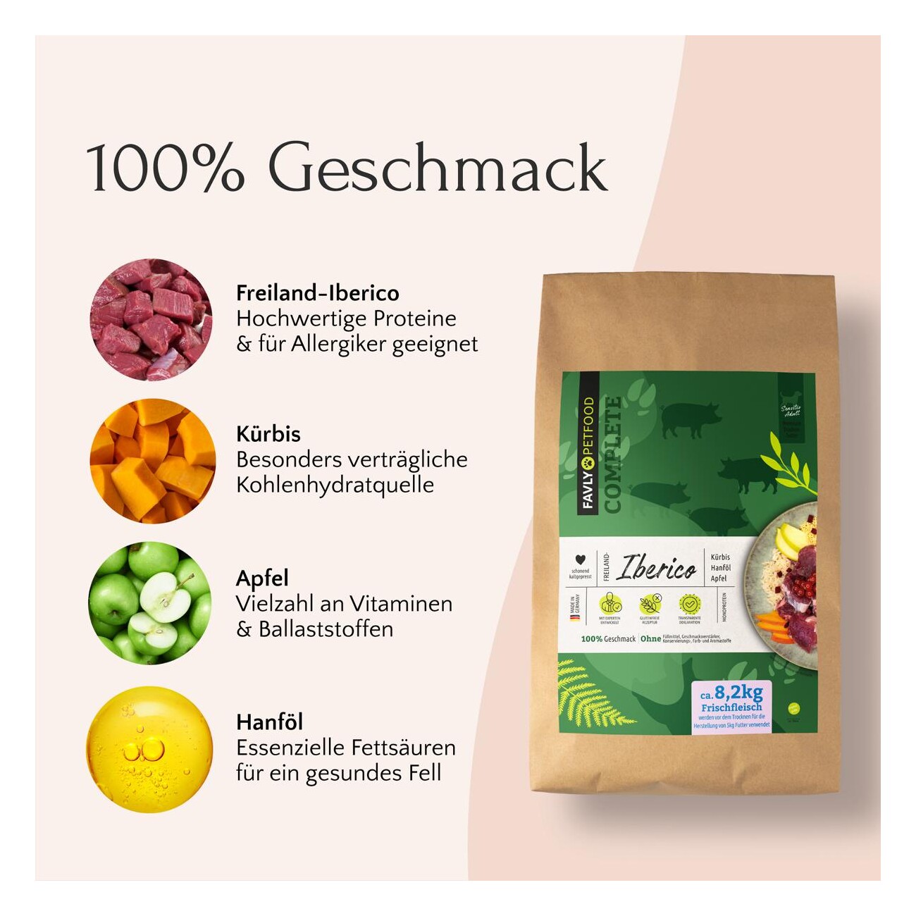 FAVLY Petfood Trockenfutter Iberico mit Kürbis & Apfel 5 kg