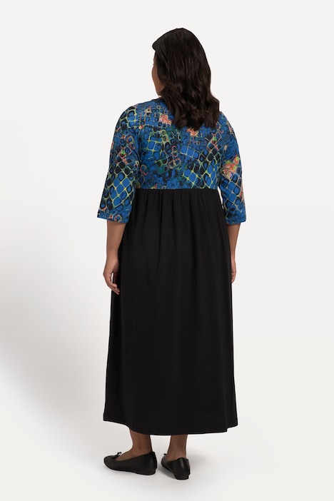 Jerseykleid, A-Line, Empirenaht, Taschen, Carree-Ausschnitt, 3/4-Arm