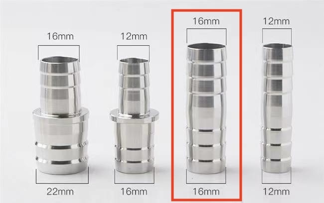 RVS slangpilaar koppelstuk voor slang 16-22mm