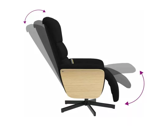 Fauteuil inclinable de massage avec repose-pieds noir tissu