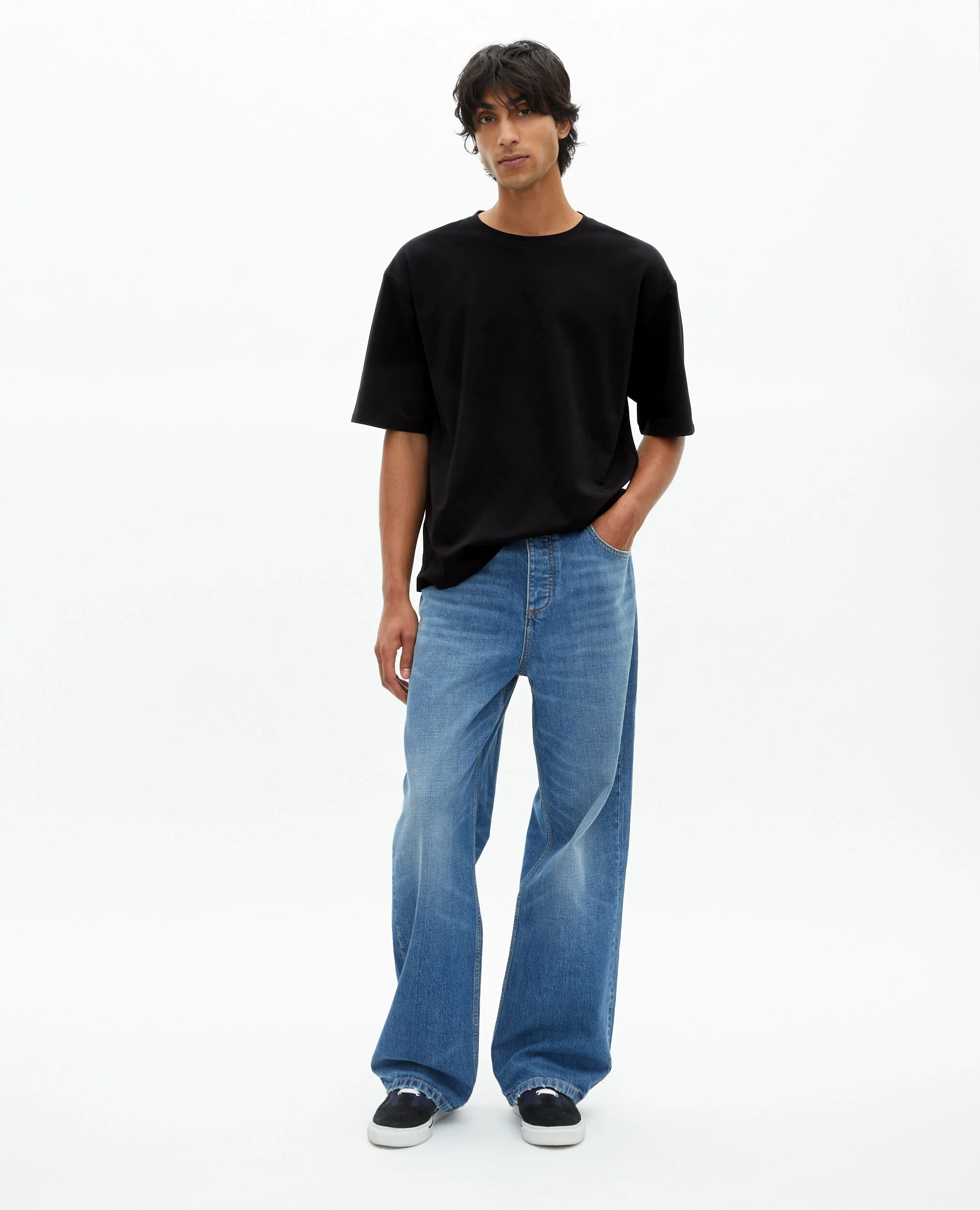 T-shirt Mixte large uni noir